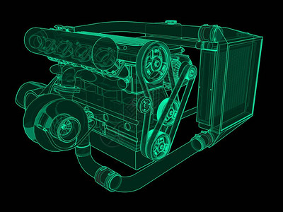 四驱赛车Turbo充电四气缸设计图片