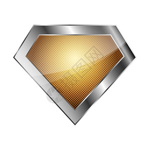 白色背景上的亮银色超级英雄徽标矢量插图背景图片