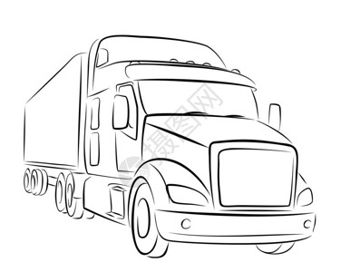 带有拖车的大卡车的草图图片