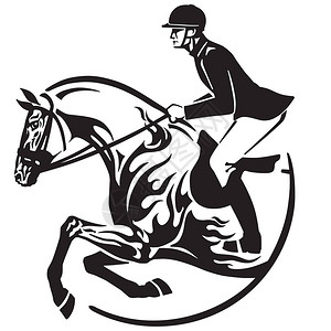 赛马运动马展示跳跃徽章图片
