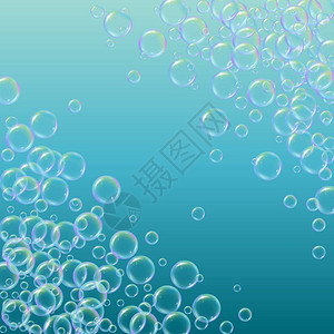 水上公园渐变背景上的清洁泡沫逼真的水泡3d带有洗发水气泡的凉爽彩虹色液体泡沫化妆品传单和邀请用于沐浴和设计图片