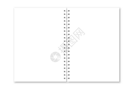 矢量逼真打开的笔记本封面垂直的白色金属银色螺旋装订空白字帖组织者或日记的模背景图片