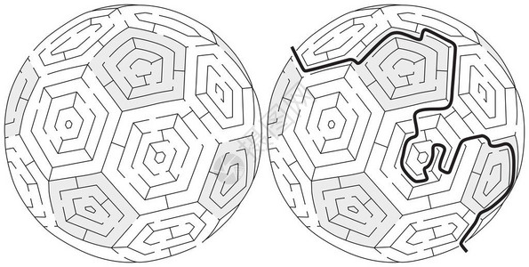 孩子们的简单球迷宫黑白解决方案背景图片