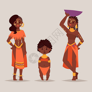 坦桑岩马赛夫妇非洲人穿着传统服装快乐的人家庭矢量图家庭美国成年族插画
