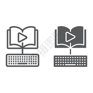 视频课程线和字形图标图片