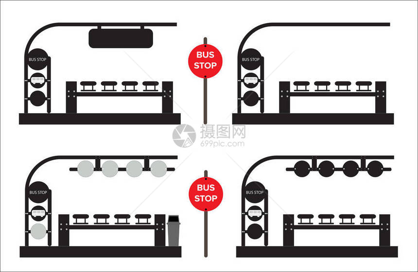 公共汽车站矢量图片