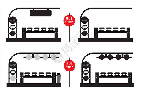 公共汽车站矢量图片