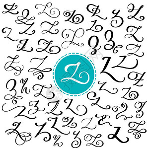 笔刷素材打包手绘矢量字母Z脚本字体用墨水写的孤立的字母手写笔刷风格标志包装设计插画