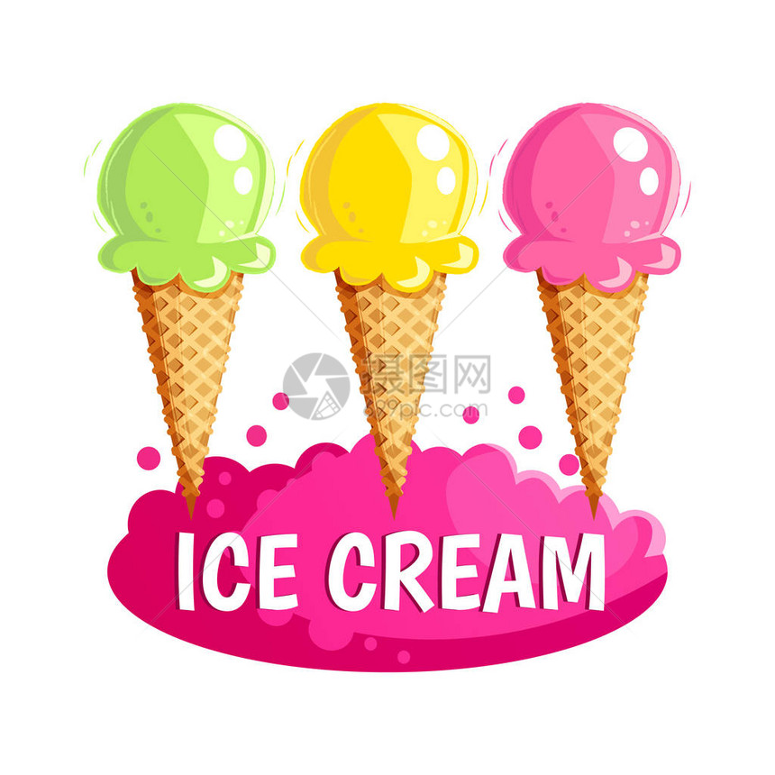冰淇淋夏季卡在锥形水果冰淇淋冰棍平面风格卡通中冰淇淋的矢量图解用于设计夏季菜单冰淇淋派图片