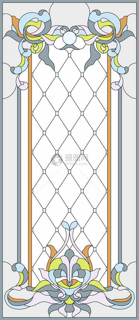 彩色玻璃面板在长方形框中图片