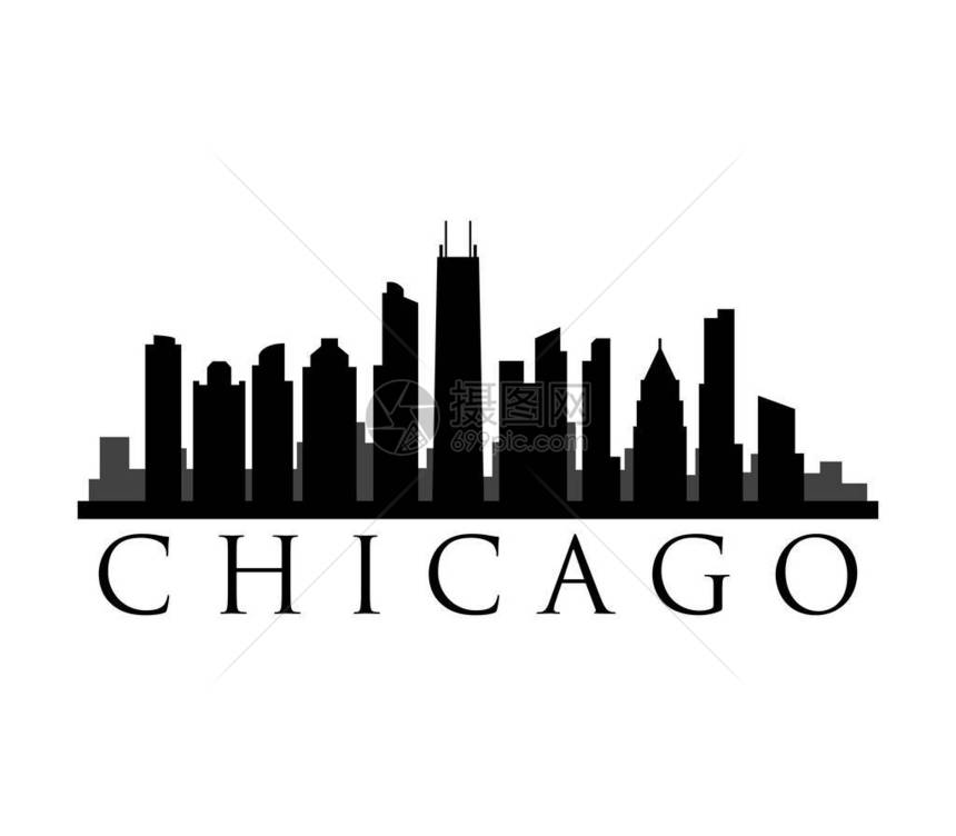 白色背景上的芝加哥天际线图片