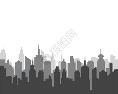 城市天际线背景矢量插画设计图片