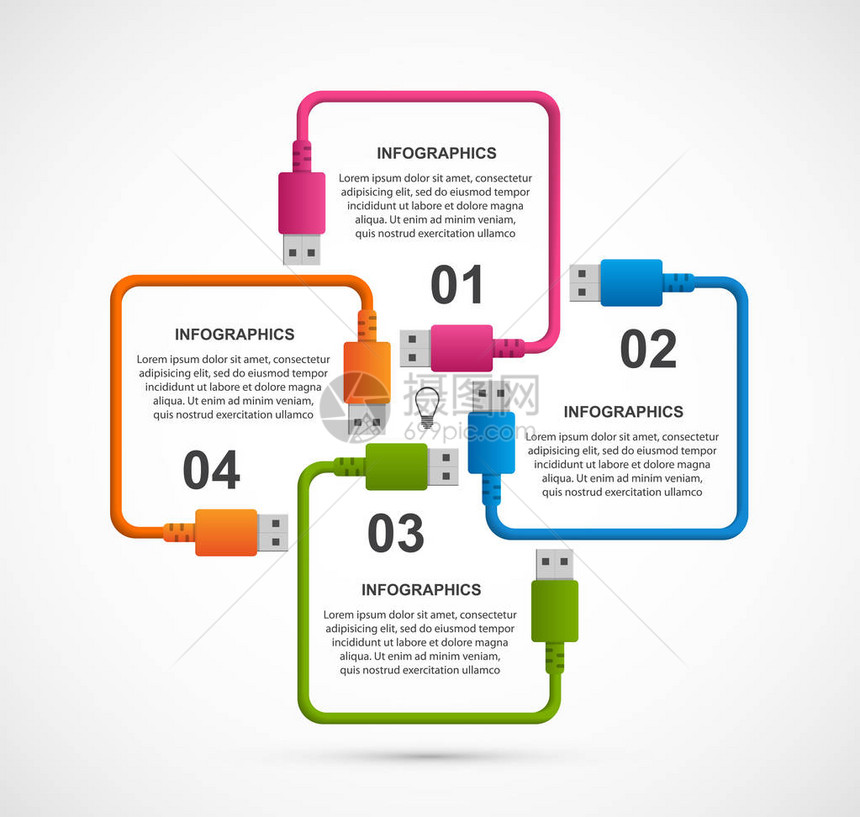 摘要选项信息图模板USB有线用于商业演示或信息图片