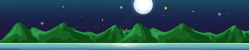 背景场与夜晚的山脉插图图片