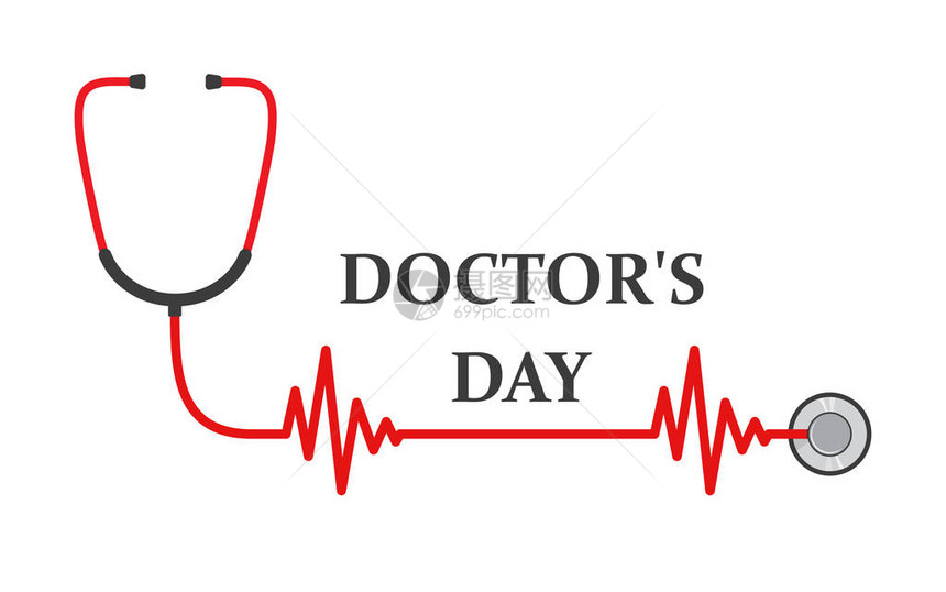 带有字母和听诊器标志的医生日标志矢量图医生日的医学可爱图片