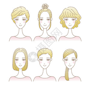一组不同发型的女背景图片