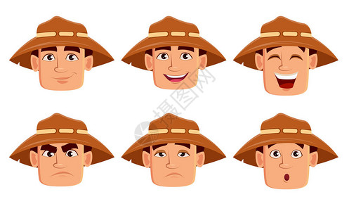 戴帽子的农民面孔表情图片
