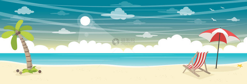 夏季海滩背景的矢量图解图片