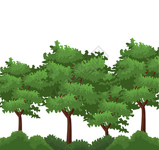 树木和灌木矢量插图平面设计图片