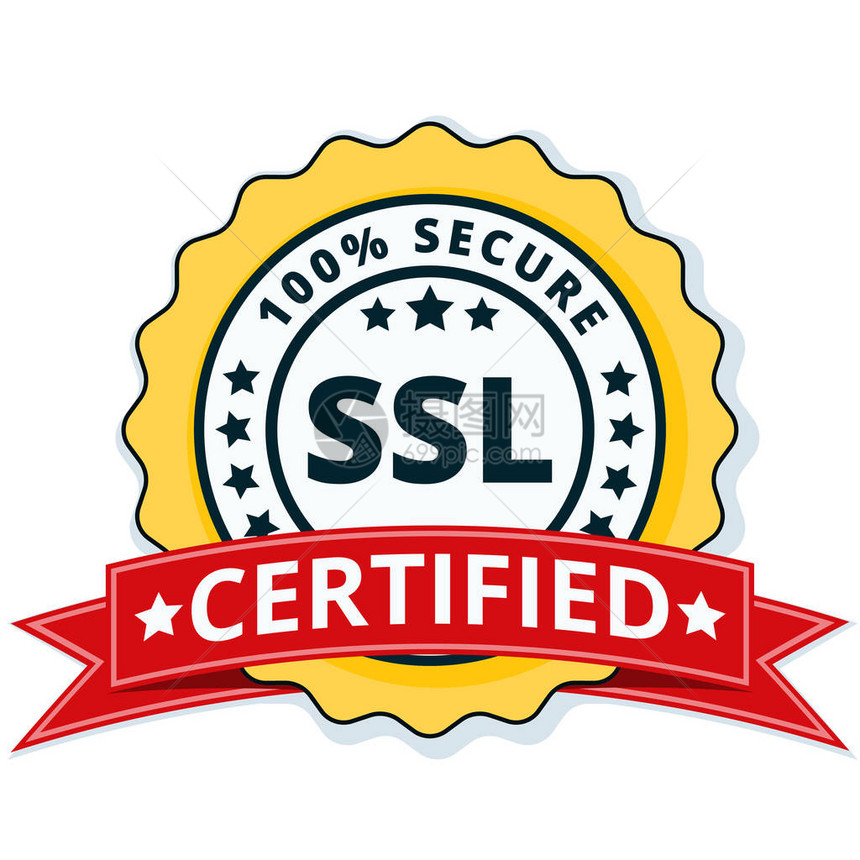 SSL注册按键符号带有红色丝带图片