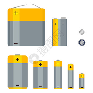 iphone12充电向量集的不同电池的彩色平面图标插画