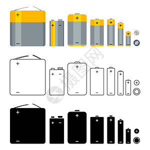 嘉年华12模版矢量大电池图标组不同类型插画