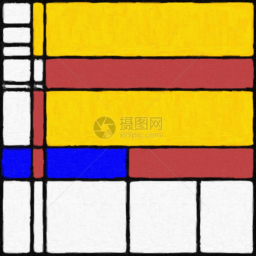 具有PietMondrian风格的现代数字抽象绘图片