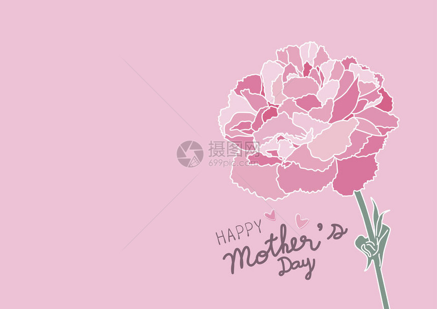 母亲的一天设计和粉红背景矢量插图上的粉图片