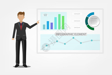 商人用信息图表图表图表统计和业务分析进行演示图片