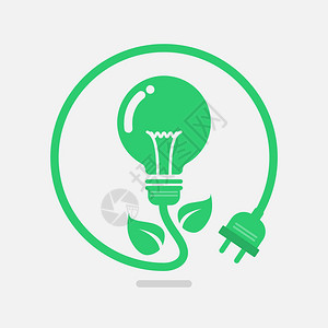 绿色生态电源灯泡矢量图图片
