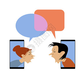 冲突一个男人和一个女人吵架平面样式的矢量插图图片
