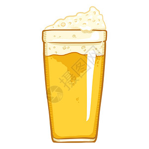 扎啤啤酒矢量卡通杯泡沫淡啤酒插画