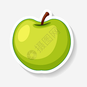 绿色苹果插图的贴纸设计图片