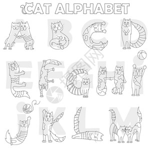 字母形式的滑稽卡通猫图片
