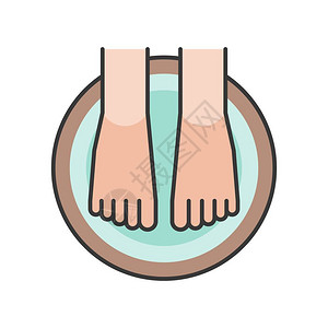 剪指甲木质浴缸中的脚浸水插画