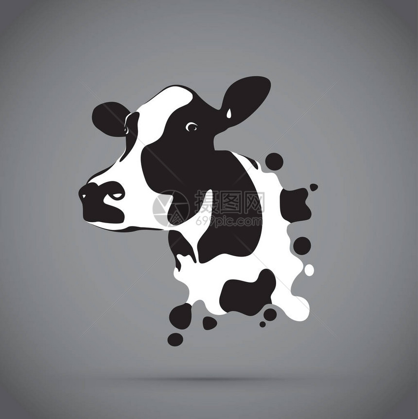 一个黑色的抽象牛头图片