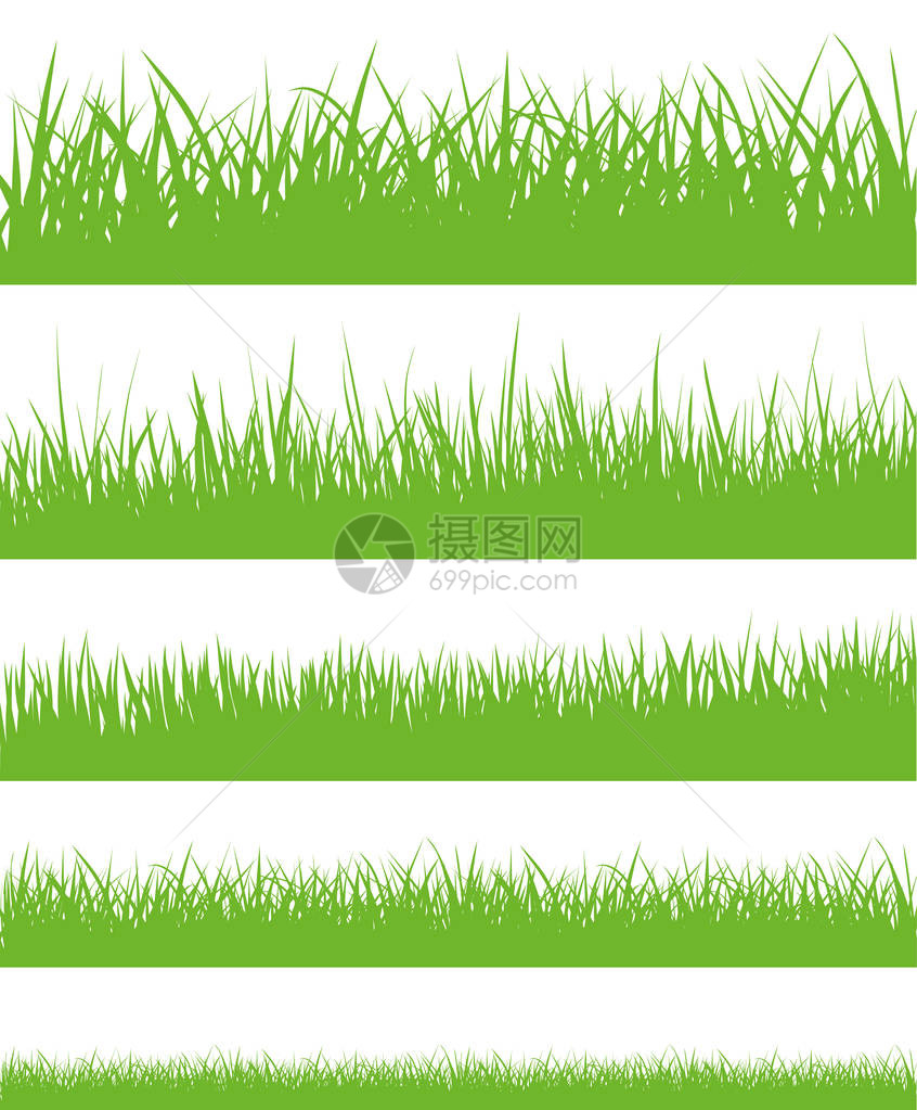 一组绿草环影矢量图片