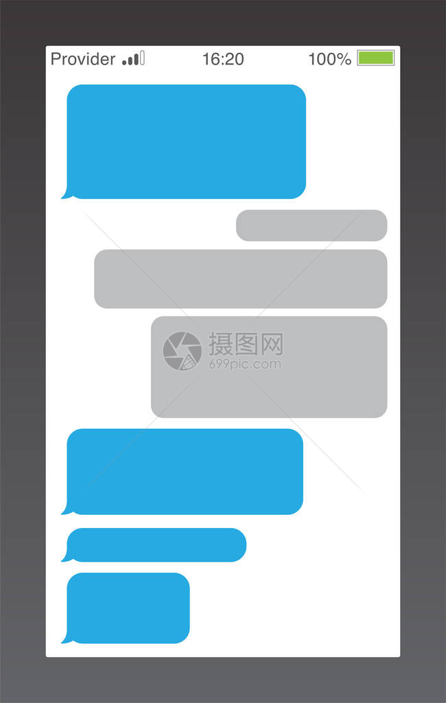 Messenger短消息服务冒泡文本聊天短信框空图片