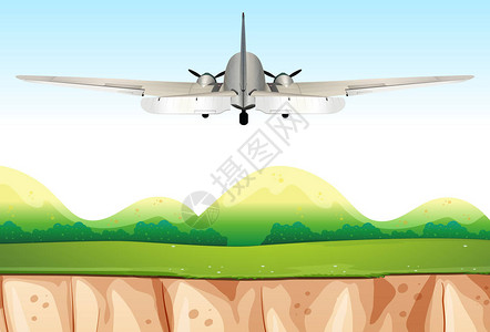 越捷航空飞机越山丘插图插画