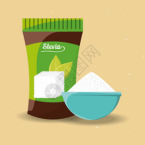 撒糖粉Stevia天然甜食袋插画