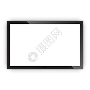 平面样式的现实电视屏幕矢量图标在孤立的白色背景上监测等离子插图电视图片