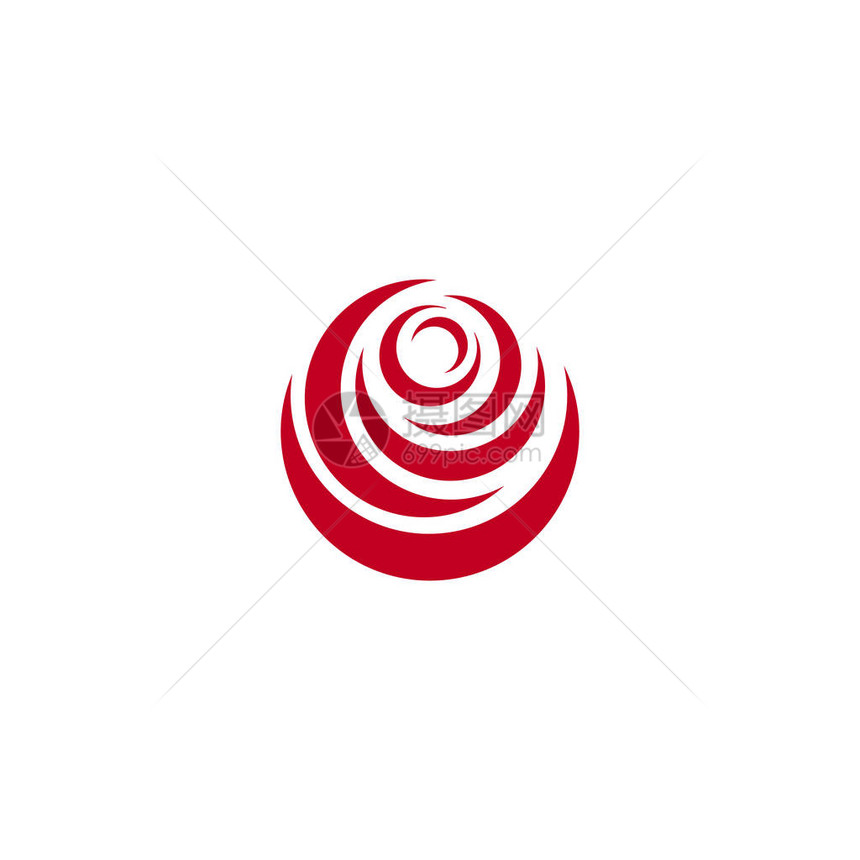 红色抽象玫瑰白背景上的矢量标识模板时尚鲜花插图圆形状图片