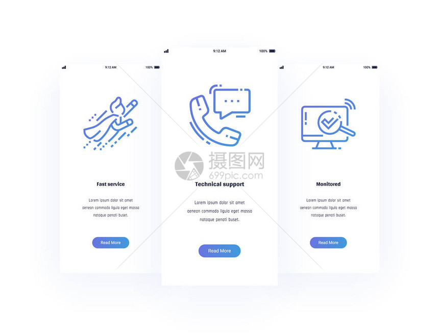 快速服务技术支持带有强烈隐喻的监控垂直卡片网站设计模图片