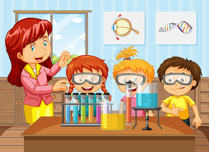 化学类生和教师插图片