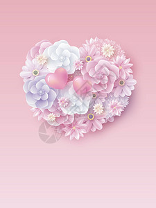 母亲节和情人节婚礼概念设计心形鲜花图片