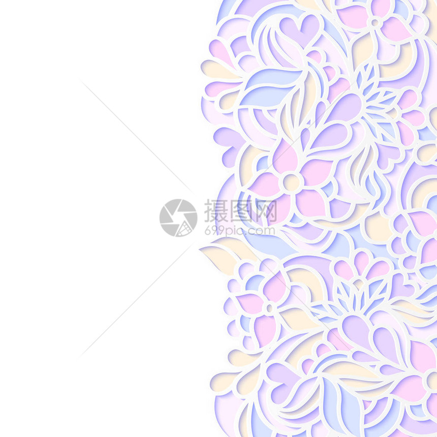 白色背景上五颜六色的花卉边框的矢量插图图片