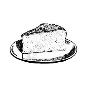 烘烤扁桃仁片孤立在白色背景上的芝士蛋糕片插画