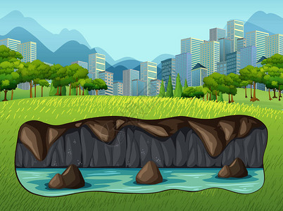 大城市附近的地下水插图背景图片