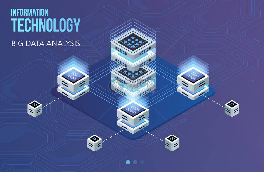 大数据处理等距数据中心矢量信息处理和存储的概念带有抽象几何元图片