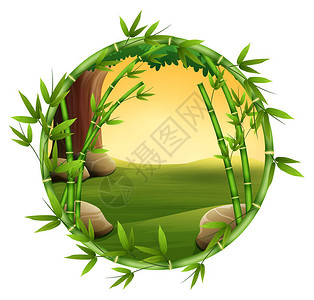 框架自然中竹树的矢量图解图片